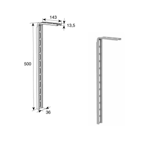 DOORHAN DH24612-1 Кронштейн крепления горизонтальных направляющих универсальный L=500мм для подъёмных секционных ворот